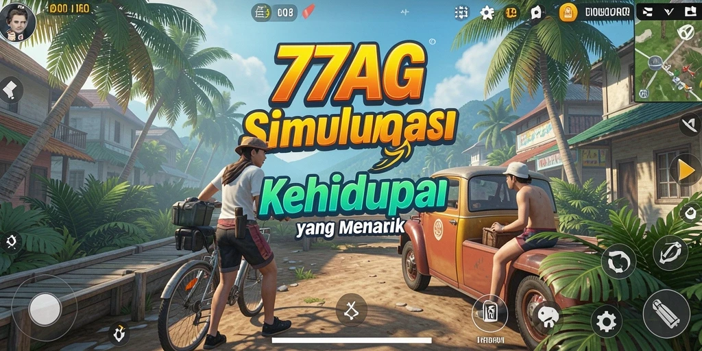 Tampilan gameplay 77AG dengan simulasi kehidupan virtual.
