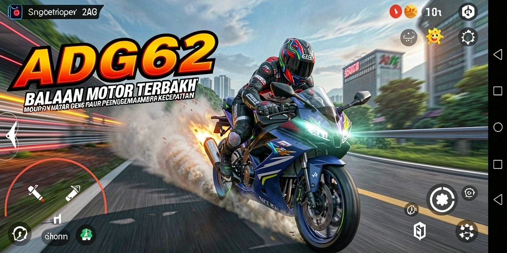 Tampilan gameplay seru dalam balapan motor ADG62.