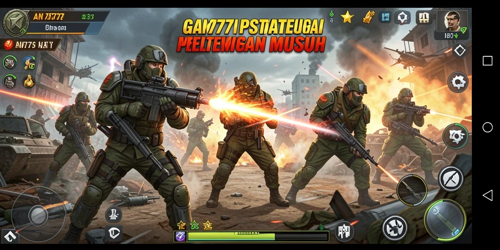 Tampilan gameplay AN777 yang menampilkan strategi pertempuran yang mendebarkan.