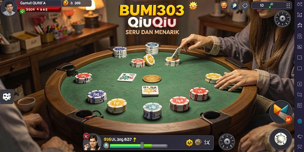 Tampilan gameplay BUMI303 yang menarik dan seru saat bermain QiuQiu.