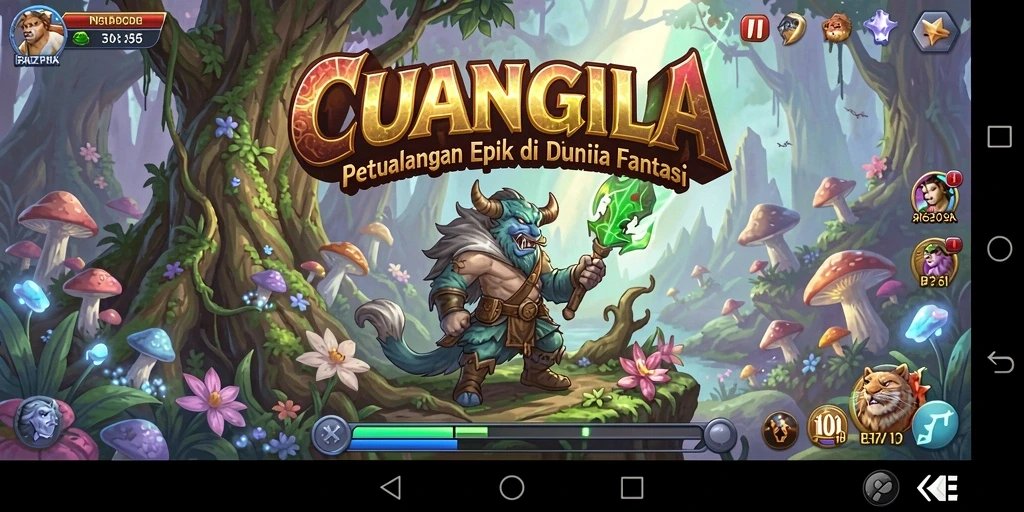 Screenshot utama CUANGILA dengan aksi pertarungan RPG yang menarik.