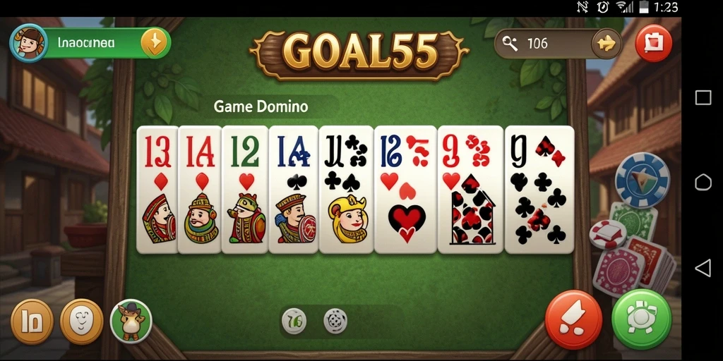 Screenshot permainan GOAL55 menampilkan aksi seru dalam permainan Domino.