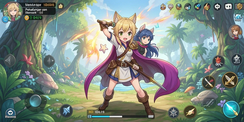 Tampilan gameplay menarik dari ID678 dengan karakter anime yang indah.