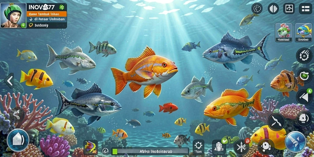 Tampilan menarik dari gameplay Tembak Ikan INOVA77 yang seru.