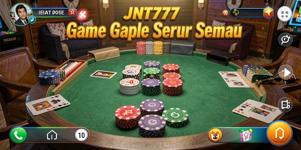 Tampilan gameplay JNT777 dengan suasana Gaple yang seru.