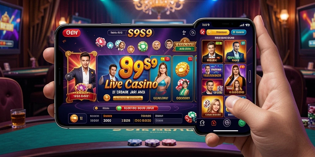 Gameplay S9S9 menunjukkan dealer langsung dengan interaksi real-time.