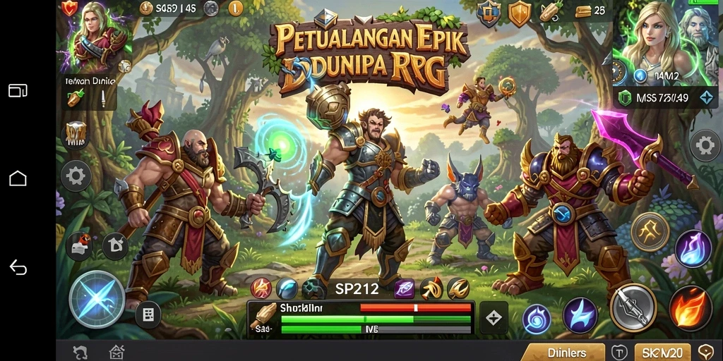 Tampilan gameplay SP212 menampilkan petualangan RPG yang mendalam.